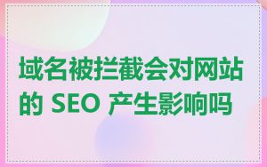 域名被拦截会对网站的 SEO 产生影响吗