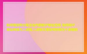 如何规划和分配企业内部的IP地址空间_如何将IP地址转换为二进制,二进制又是如何转换为十进制的