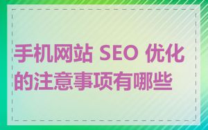 手机网站 SEO 优化的注意事项有哪些