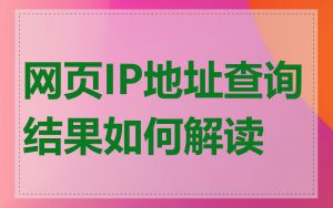 网页IP地址查询结果如何解读