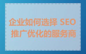 企业如何选择 SEO 推广优化的服务商