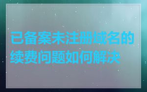 已备案未注册域名的续费问题如何解决