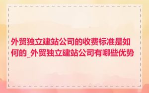外贸独立建站公司的收费标准是如何的_外贸独立建站公司有哪些优势