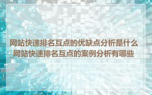 网站快速排名互点的优缺点分析是什么_网站快速排名互点的案例分析有哪些