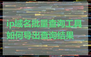 ip域名批量查询工具如何导出查询结果