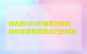 域名的SEO价值是怎样的_如何备案和管理自己的域名