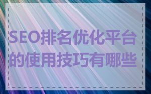 SEO排名优化平台的使用技巧有哪些