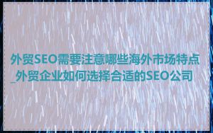 外贸SEO需要注意哪些海外市场特点_外贸企业如何选择合适的SEO公司