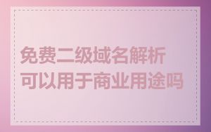 免费二级域名解析可以用于商业用途吗