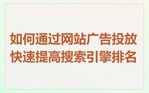 如何通过网站广告投放快速提高搜索引擎排名