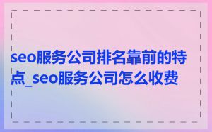 seo服务公司排名靠前的特点_seo服务公司怎么收费