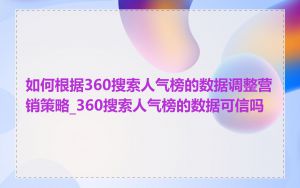 如何根据360搜索人气榜的数据调整营销策略_360搜索人气榜的数据可信吗