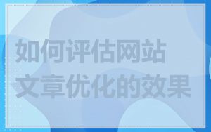 如何评估网站文章优化的效果