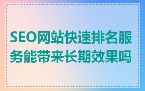 SEO网站快速排名服务能带来长期效果吗