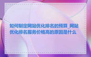如何制定网站优化排名的预算_网站优化排名服务价格高的原因是什么