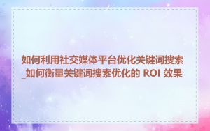 如何利用社交媒体平台优化关键词搜索_如何衡量关键词搜索优化的 ROI 效果