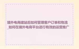 境外电商建站后如何管理客户订单和物流_如何在境外电商平台进行有效的运营推广