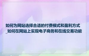 如何为网站选择合适的付费模式和盈利方式_如何在网站上实现电子商务和在线交易功能