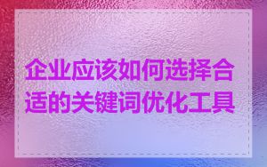 企业应该如何选择合适的关键词优化工具
