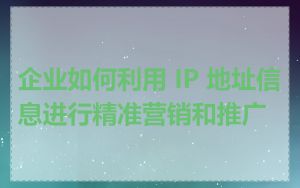企业如何利用 IP 地址信息进行精准营销和推广