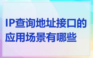 IP查询地址接口的应用场景有哪些