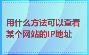 用什么方法可以查看某个网站的IP地址