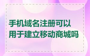 手机域名注册可以用于建立移动商城吗