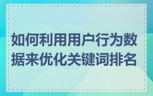 如何利用用户行为数据来优化关键词排名