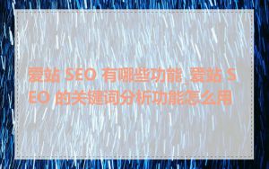 爱站 SEO 有哪些功能_爱站 SEO 的关键词分析功能怎么用