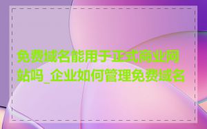免费域名能用于正式商业网站吗_企业如何管理免费域名