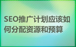 SEO推广计划应该如何分配资源和预算