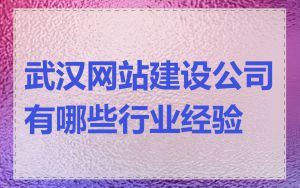 武汉网站建设公司有哪些行业经验