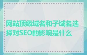 网站顶级域名和子域名选择对SEO的影响是什么