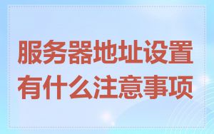服务器地址设置有什么注意事项