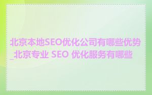 北京本地SEO优化公司有哪些优势_北京专业 SEO 优化服务有哪些