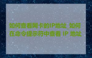 如何查看网卡的IP地址_如何在命令提示符中查看 IP 地址