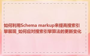 如何利用Schema markup来提高搜索引擎展现_如何应对搜索引擎算法的更新变化