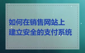 如何在销售网站上建立安全的支付系统