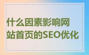 什么因素影响网站首页的SEO优化