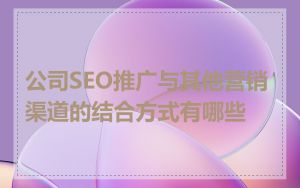 公司SEO推广与其他营销渠道的结合方式有哪些