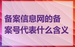 备案信息网的备案号代表什么含义