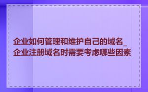 企业如何管理和维护自己的域名_企业注册域名时需要考虑哪些因素
