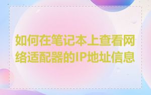 如何在笔记本上查看网络适配器的IP地址信息