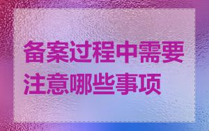 备案过程中需要注意哪些事项