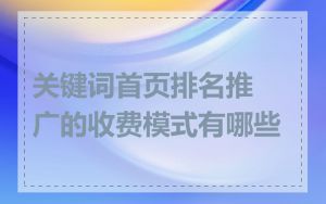 关键词首页排名推广的收费模式有哪些