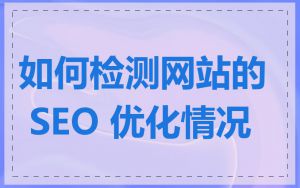 如何检测网站的 SEO 优化情况