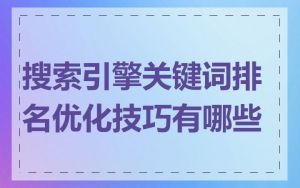 搜索引擎关键词排名优化技巧有哪些