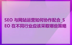 SEO 与网站运营如何协作配合_SEO 在不同行业应该采取哪些策略