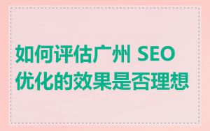 如何评估广州 SEO 优化的效果是否理想