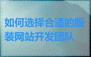 如何选择合适的服装网站开发团队
